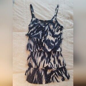 NEW INC Rhinestone Layered Tank Blue and White, Size Small